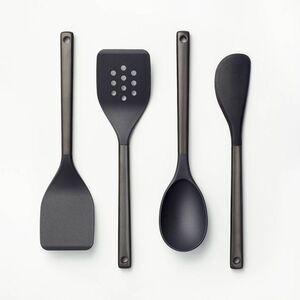 Figmint -  Silicone Kitchen Utensil Set Black 4pc Ste Black